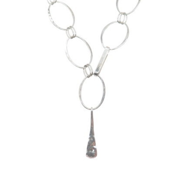 ROBERT LEE MORRIS 925 Sterling Silver Vintage Modernist Oval Chain Necklace 32"